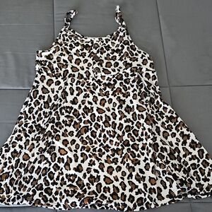 12 Pm By Mon Ami Girls Leopard Print Tank Dress - White, Brown, Black